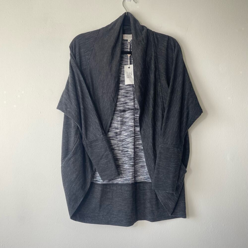 Max studio weekend gray cardigan shawl with pockets size small